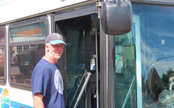 'I’m a walking billboard for Island Transit,' says Whidbey Island rider Martin, who commutes to his job in Coupeville. 'The buses are clean, safe, and free! The drivers are friendly and helpful.'