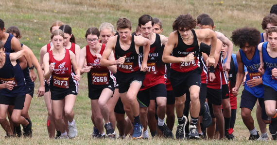 Photo by John Fisken
Cross country girls and boys start racing together during a race at Fort Casey State Park Wednesday.