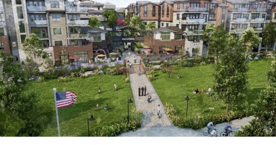 (Photo courtesy of city of Oak Harbor)
A concept rendering for “Waterfront West” shows a viewpoint from Windjammer Park looking north over the current mostly empty asphalt parking lots in the 200 block of Southeat Pioneer Way, a couple blocks east of Highway 20.