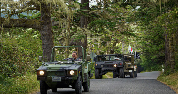 Two clubs joined together for a convoy of historic military vehicles on Whidbey Island Saturday (photo by David Welton).