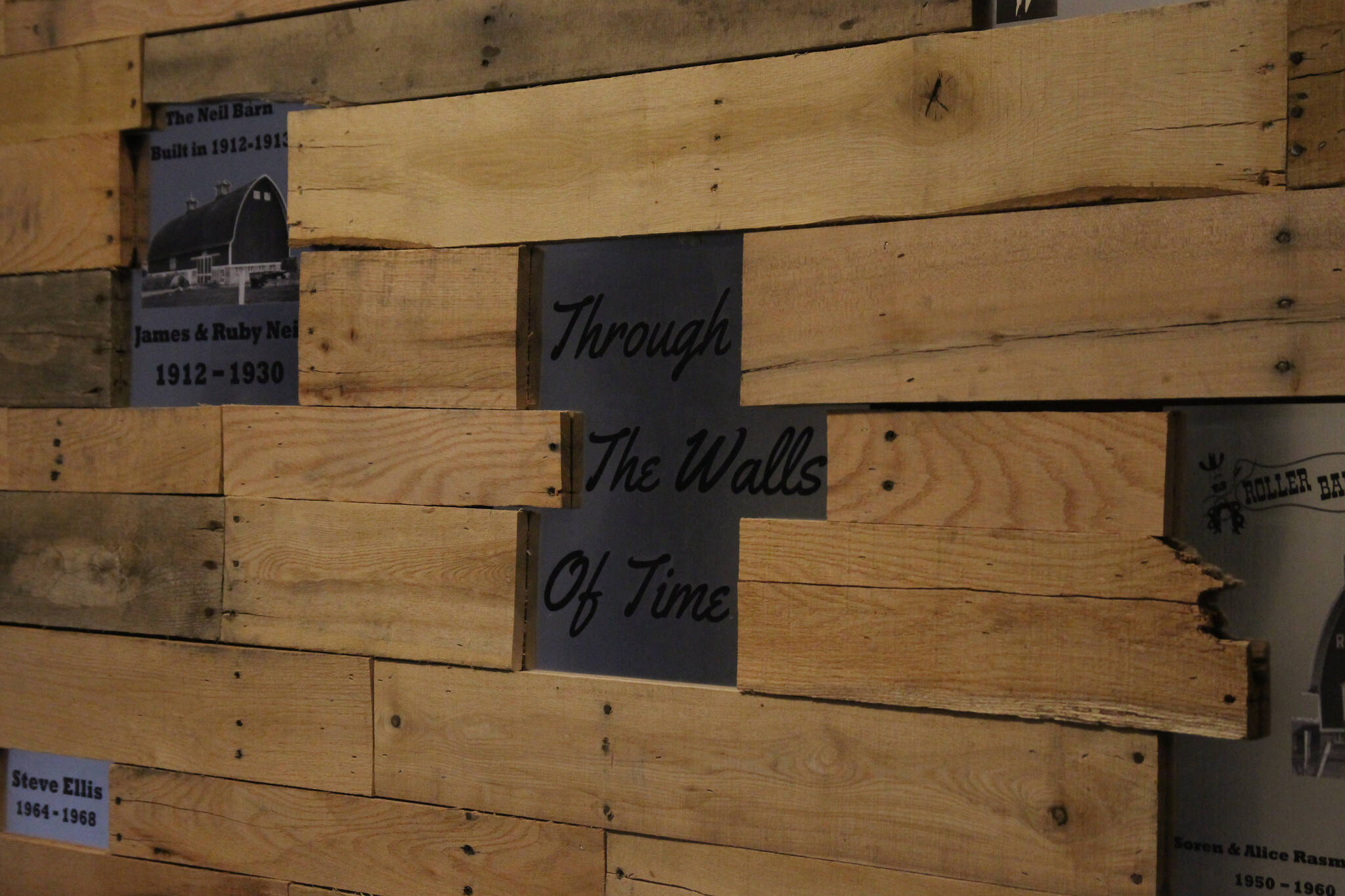 Installation honoring various Roller Barn owners throughout the building's history.