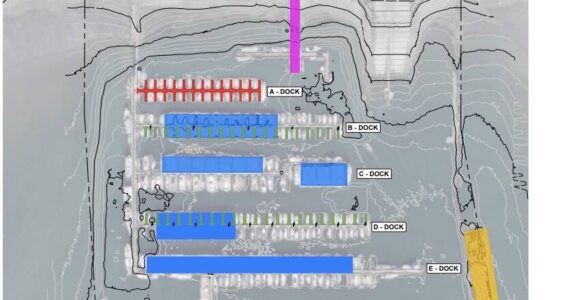A map from the Army Corps of Engineers shows proposed mitigation work for dredging at the Oak Harbor Marina.