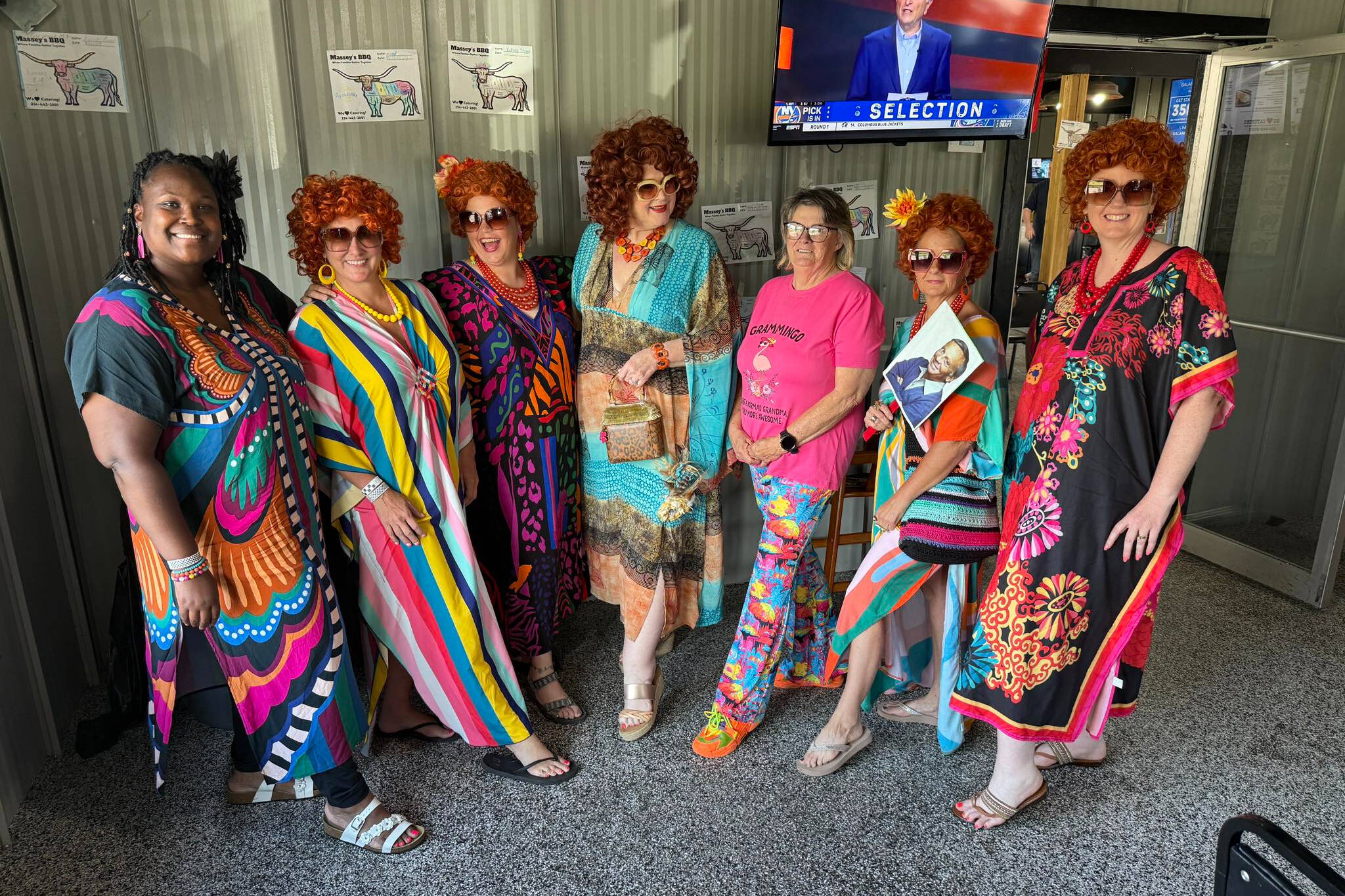 A Facebook photo featuring women dressed as Helen Roper for their local Roper Romp.