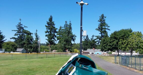 Melted porta potty at Volunteer Park. Photo From Oak Harbor's Facebook page