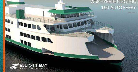 (Photo courtesy of WSDOT) A rendering of the design for the new hybrid-electric ferries.