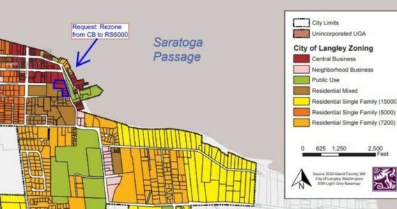 This portion of a City of Langley zoning map shows where the rezoning request is located.