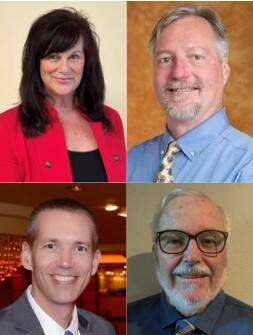 From top left, moving clockwise, hospital board candidates on the primary election ballot include Morgan Cooper, Dennis Rochier, Ted Smith and Kirk Gasper.