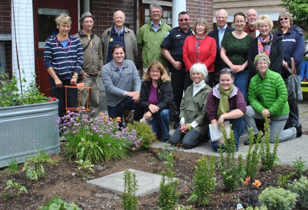 Present at the dedication of the edible garden at the city hall were