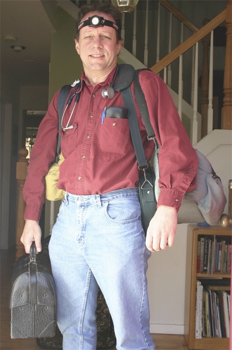 Dr. Thomas Harris is geared up and ready to visit the sick at home with his new business